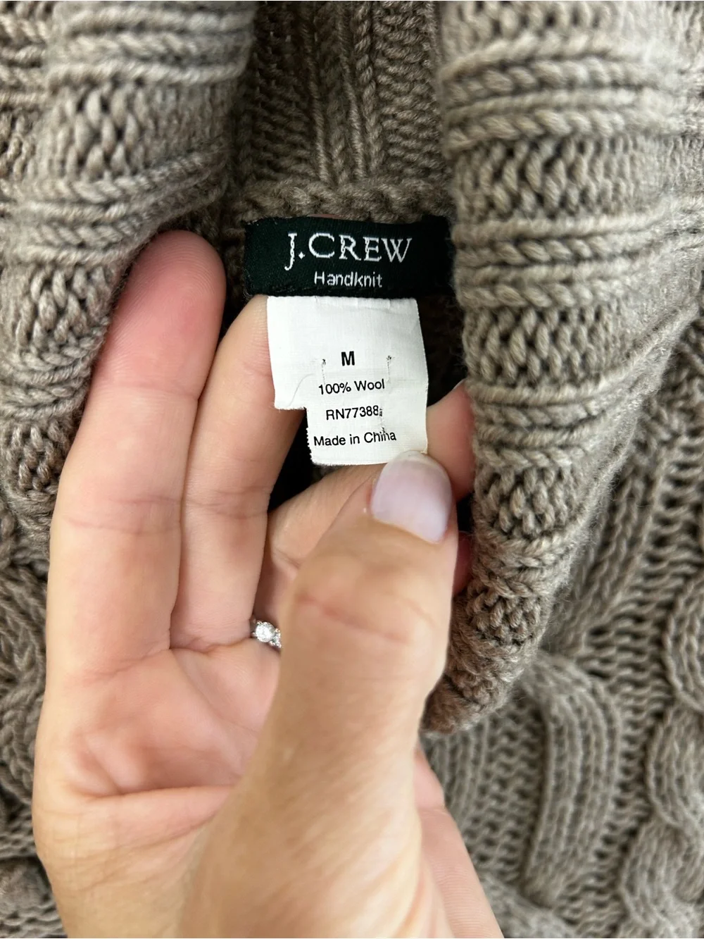 J. Crew Handknit Cable Turtleneck Sweater - Taupe